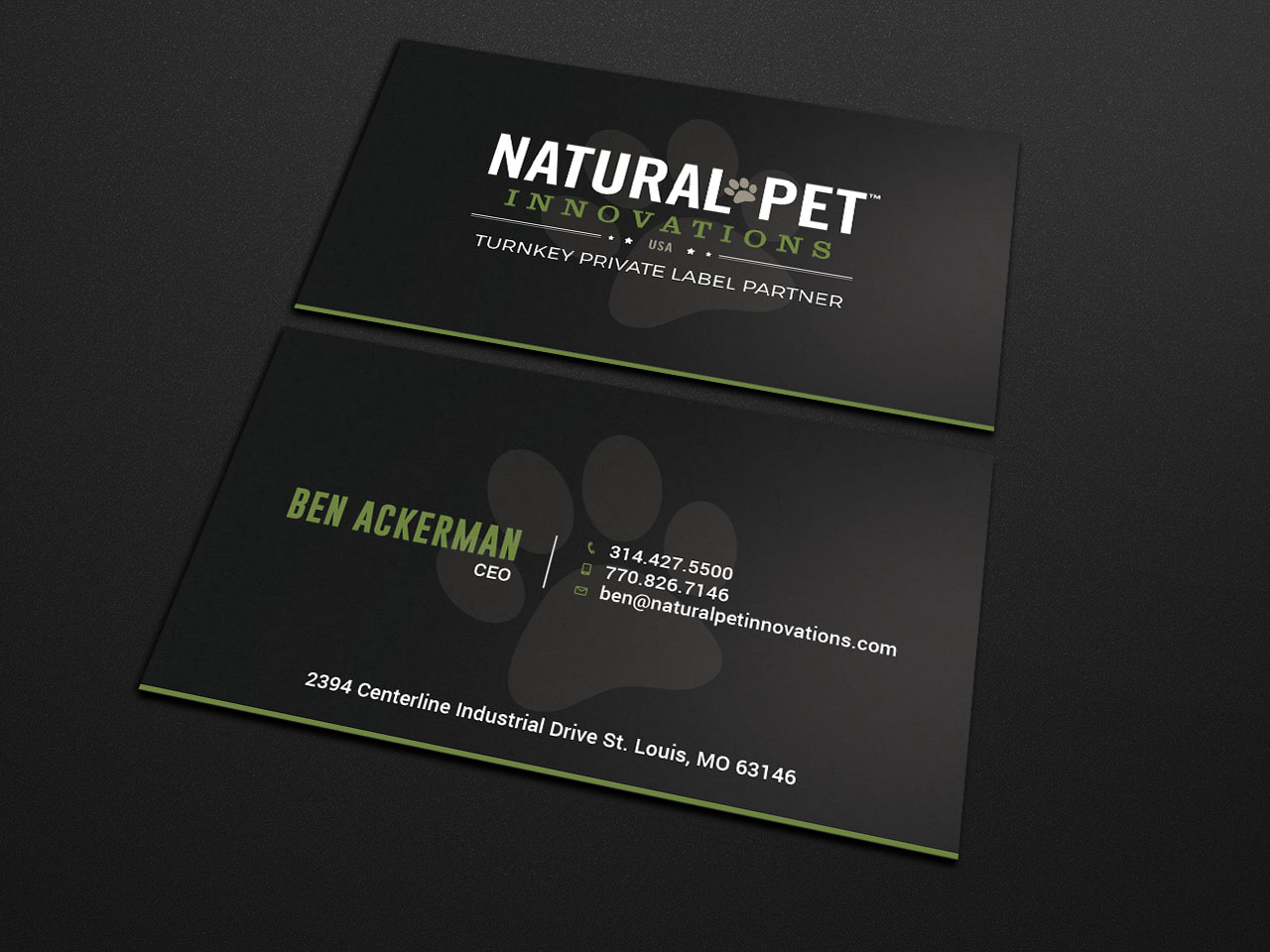 Business Card Design by Tripti Ranjan Gain for Natural Pet Innovations | Design #18488477