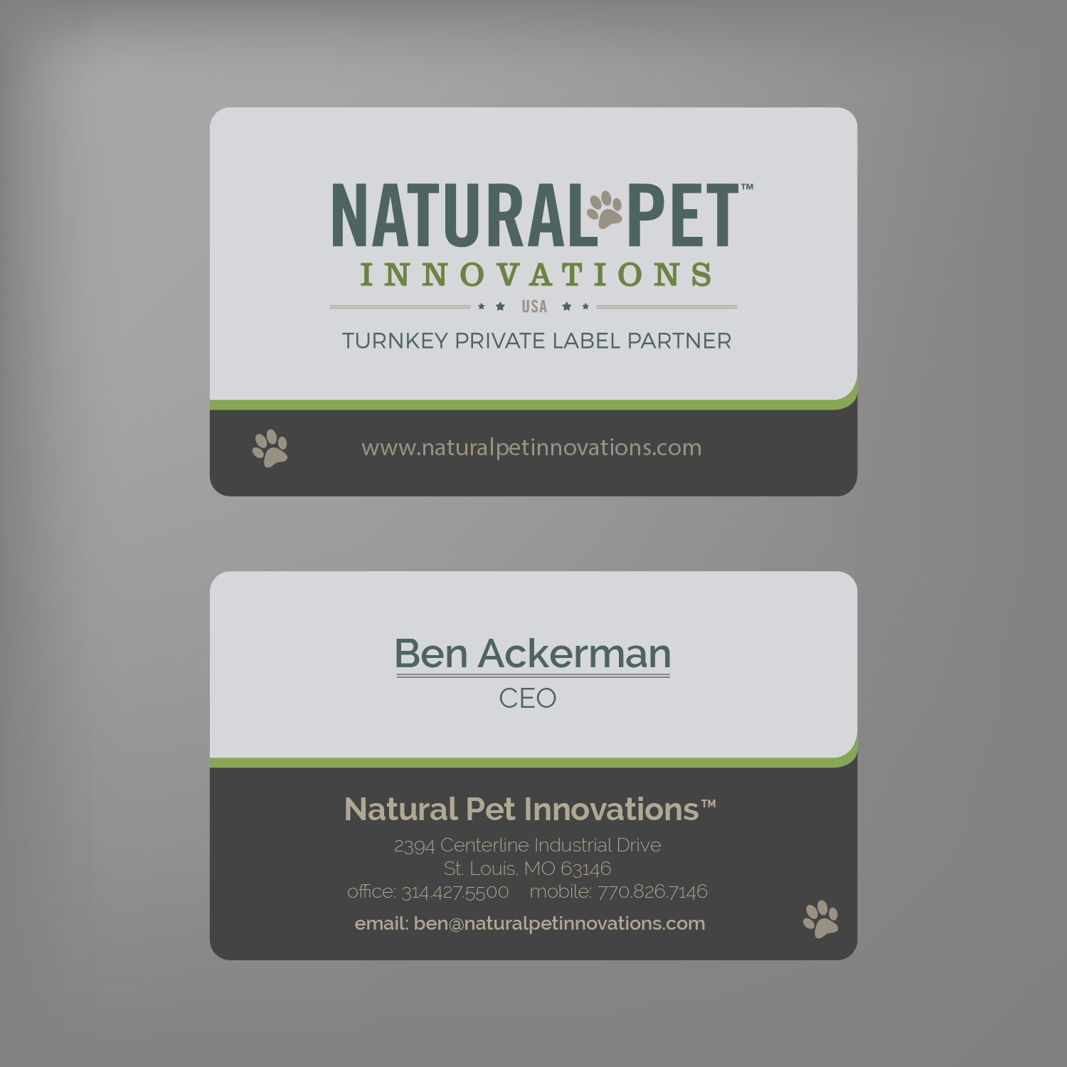 Design de Carte de Visite par ayieot 2 pour Natural Pet Innovations | Design #18484440