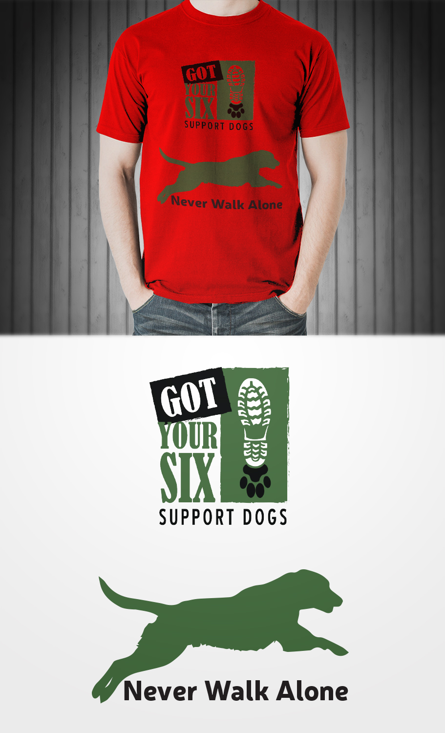 T-shirt Design by BEEZU for Got Your Six Support Dogs | Design #18540128