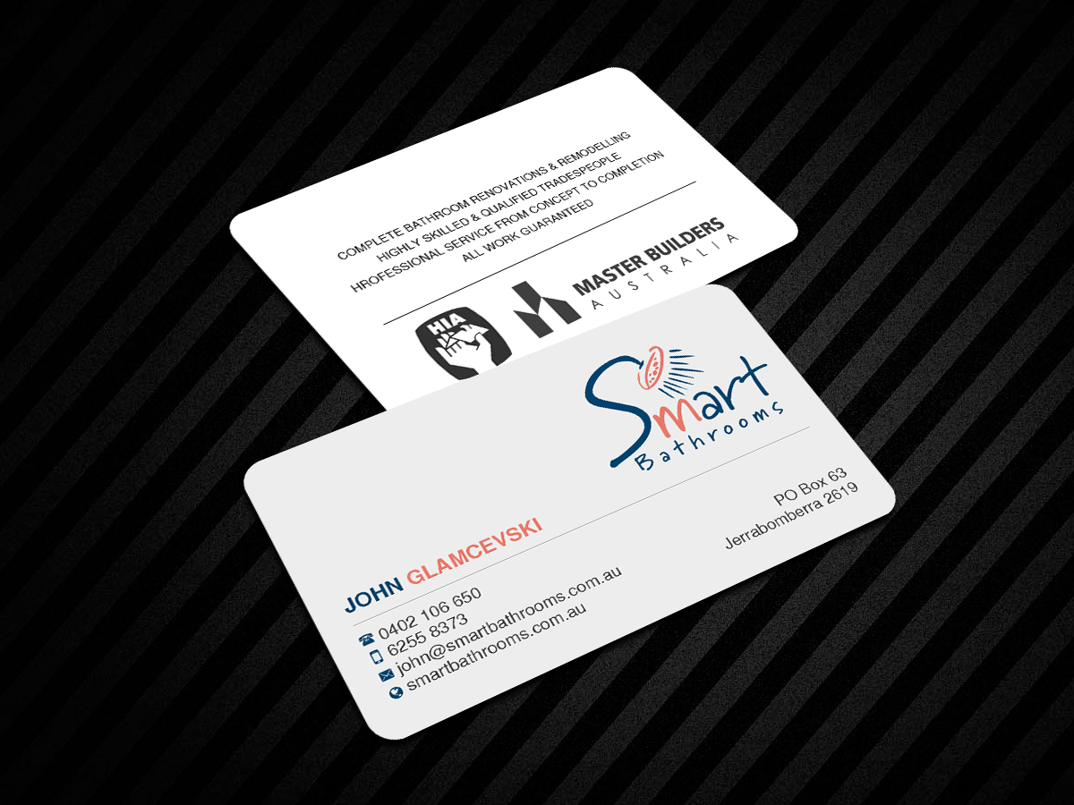 modern upmarket business card design for smart bathrooms by smart business cards