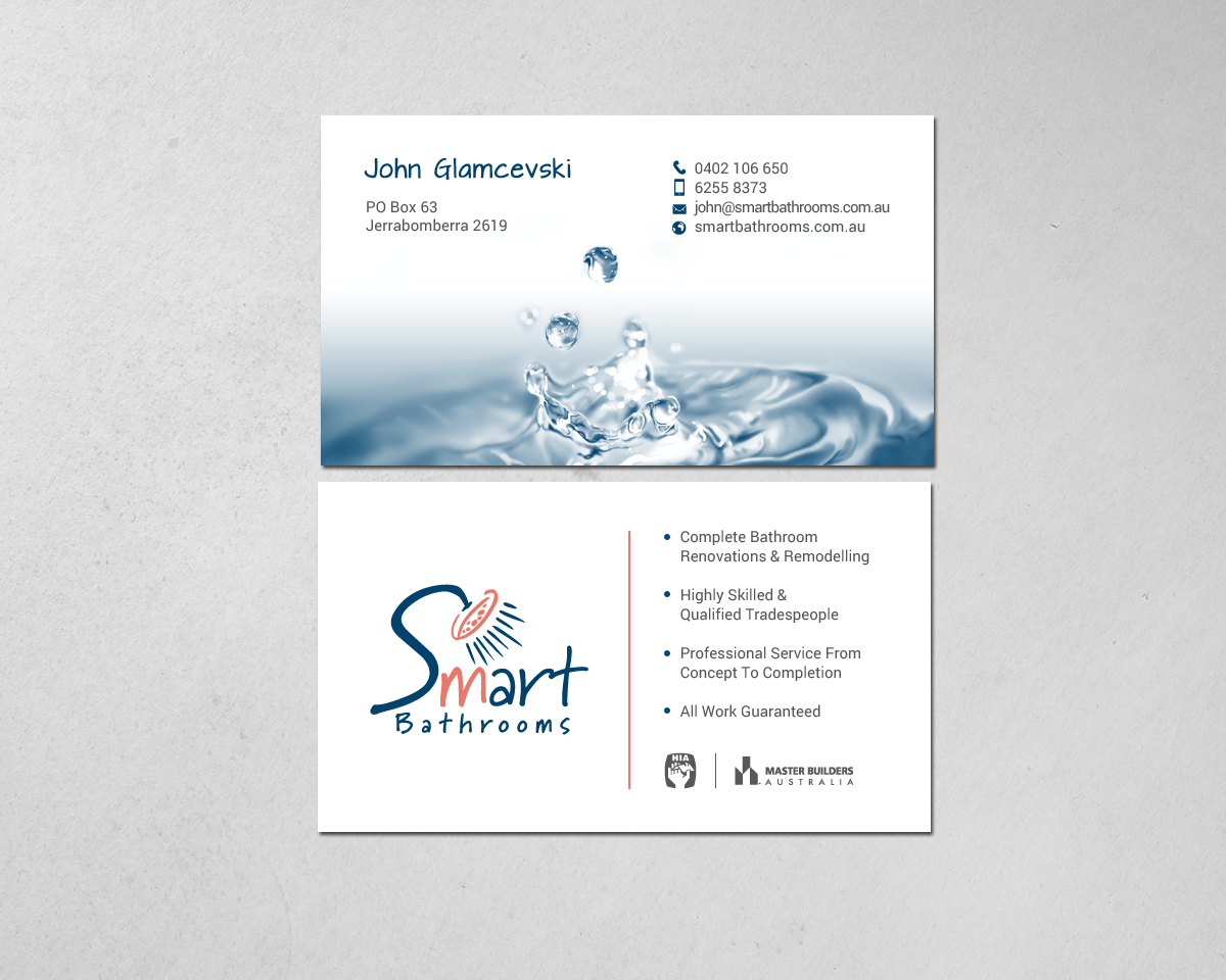 Business Card Design by chandrayaan.creative for Smart Bathrooms | Design #18479924