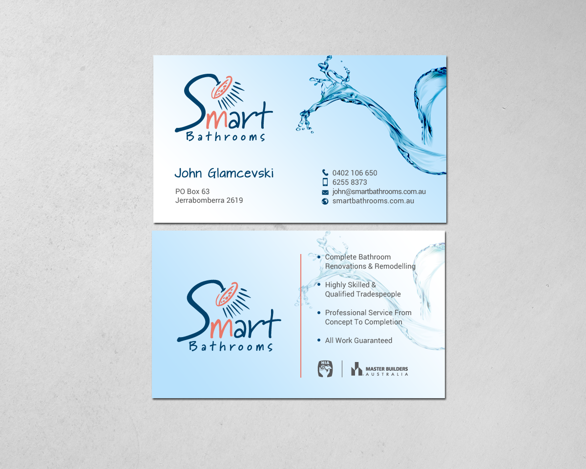 Business Card Design by chandrayaan.creative for Smart Bathrooms | Design #18479927