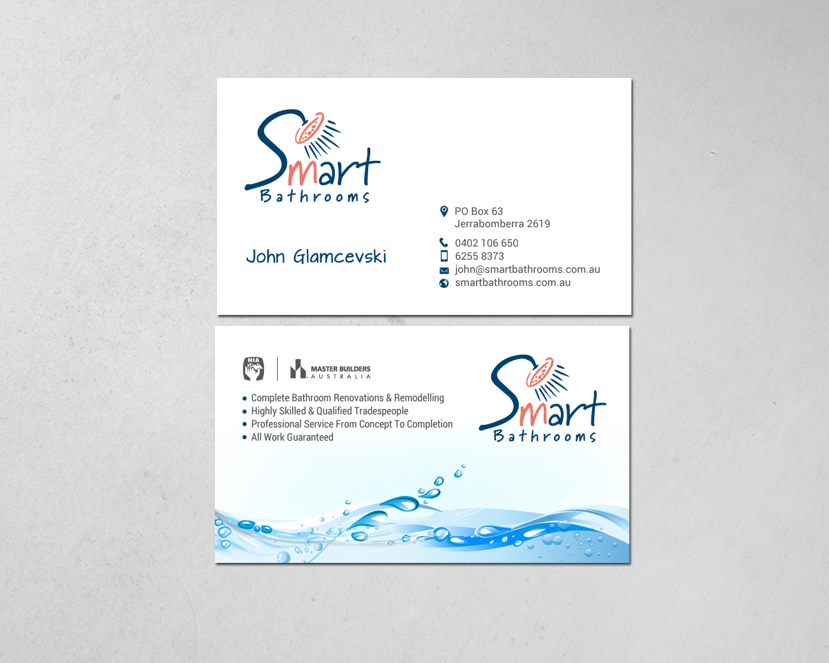 Business Card Design by chandrayaan.creative for Smart Bathrooms | Design #18479964