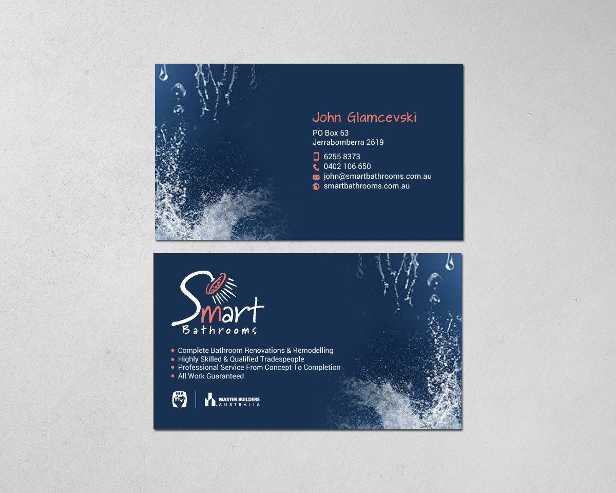 Business Card Design by chandrayaan.creative for Smart Bathrooms | Design #18585806