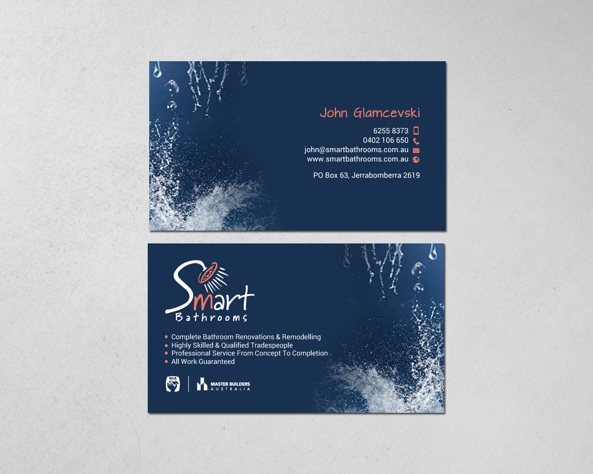 Business Card Design by chandrayaan.creative for Smart Bathrooms | Design #18585808