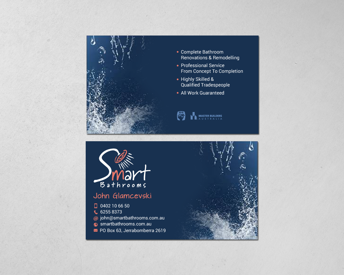 Business Card Design by chandrayaan.creative for Smart Bathrooms | Design #18592468