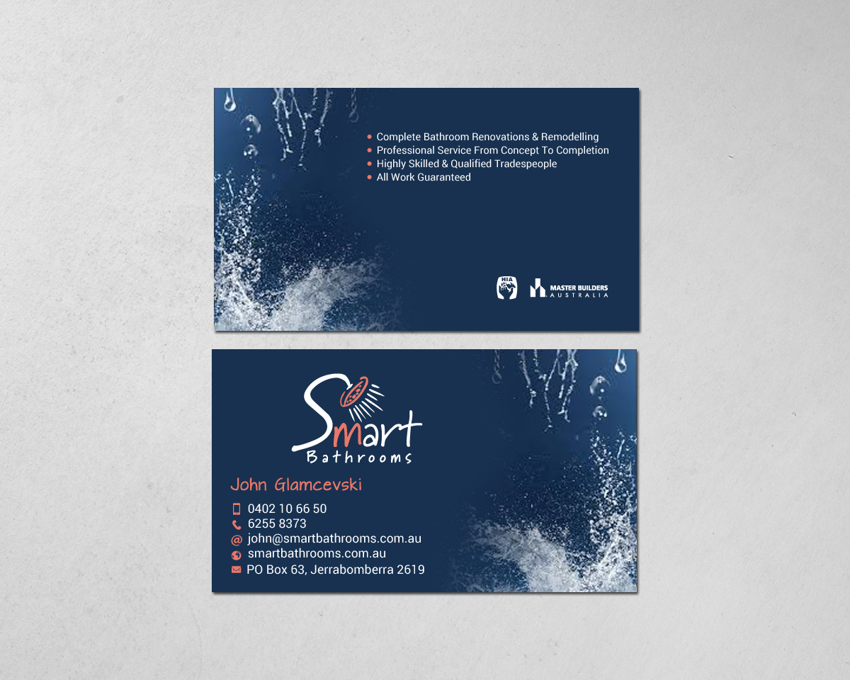 Business Card Design by chandrayaan.creative for Smart Bathrooms | Design #18595179