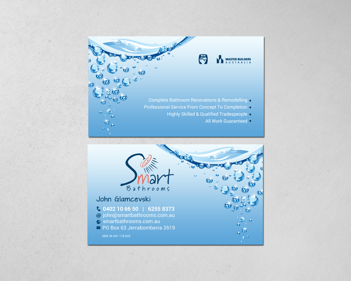 Business Card Design by chandrayaan.creative for Smart Bathrooms | Design #18711223