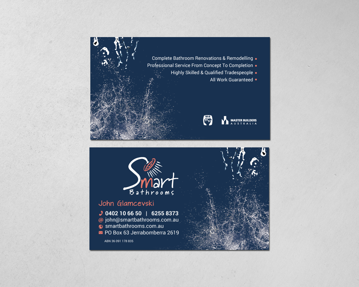 Business Card Design by chandrayaan.creative for Smart Bathrooms | Design #18882769