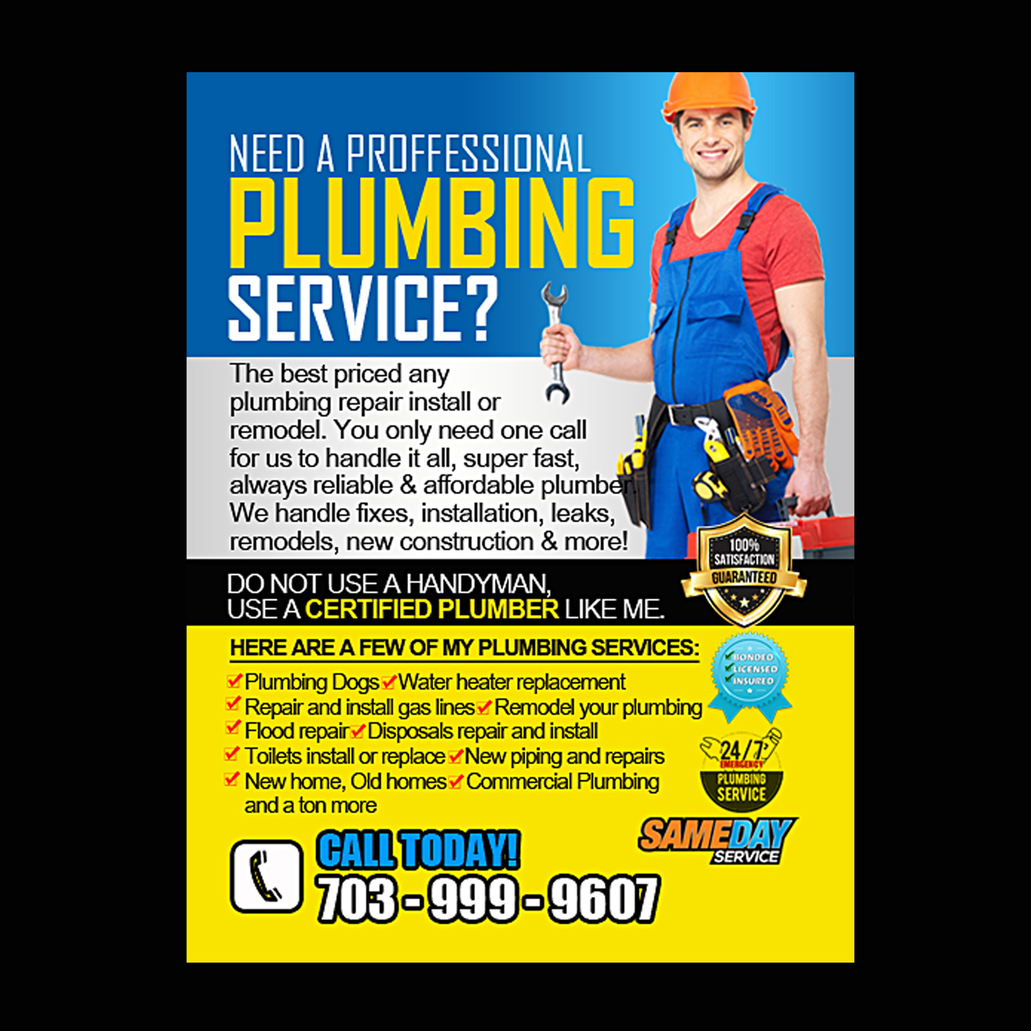 Flyer Design by NatPearlDesigns for Plumbing Pros | Design #18613794