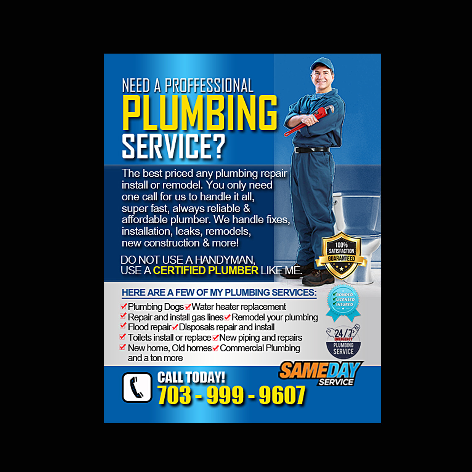 Flyer Design by NatPearlDesigns for Plumbing Pros | Design #18613955