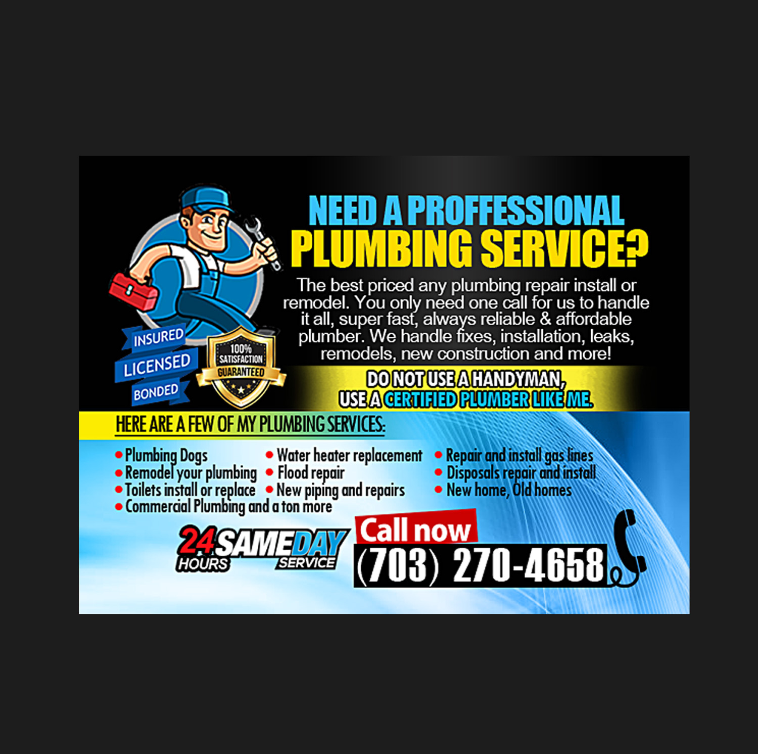 Flyer Design by NatPearlDesigns for Plumbing Pros | Design #18639631