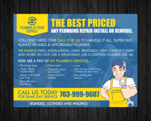Flyer Design by ecorokerz for Plumbing Pros | Design #18613264
