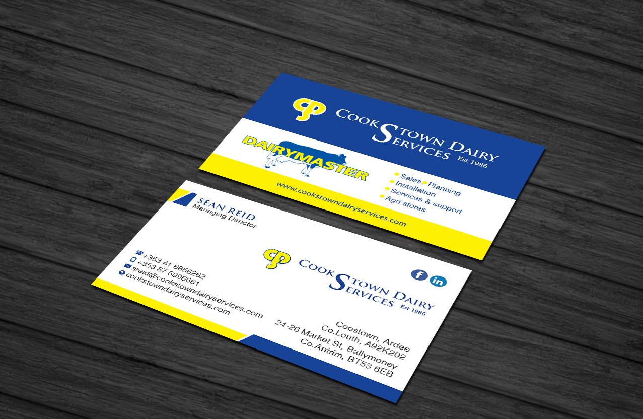 Visitenkarten-Design von Creations Box 2015 für Cookstown Dairy Services | Design #18488166