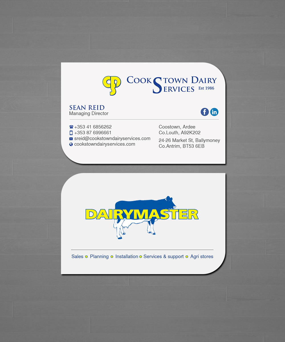Visitenkarten-Design von Creations Box 2015 für Cookstown Dairy Services | Design #18488172