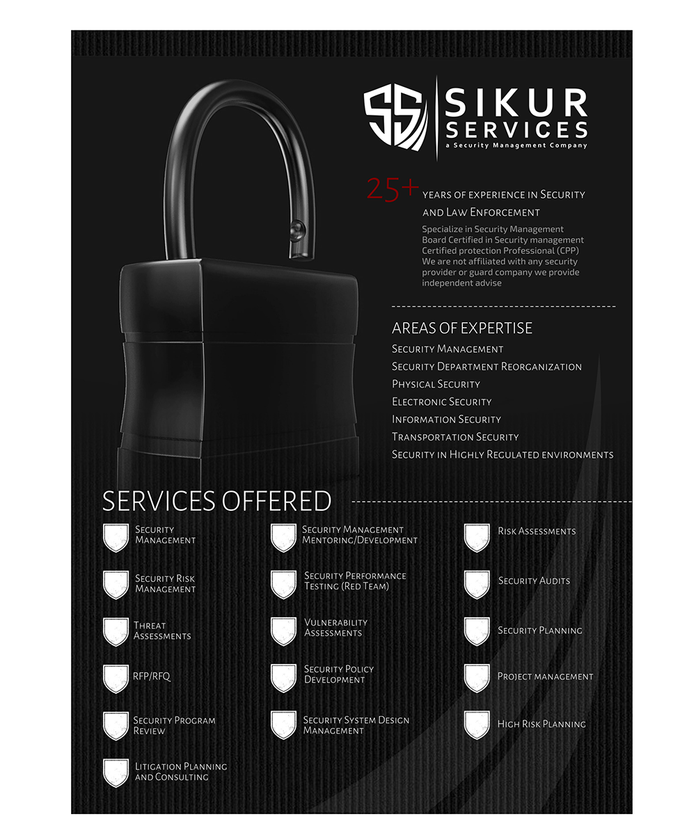 Flyer-Design von elveneclipse für Sikur Services LLC. | Design #18535062