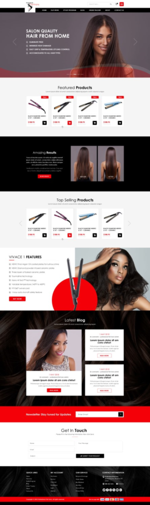 Home page design to sell Professional Flat Irons to public  | Web Design par Reimagine