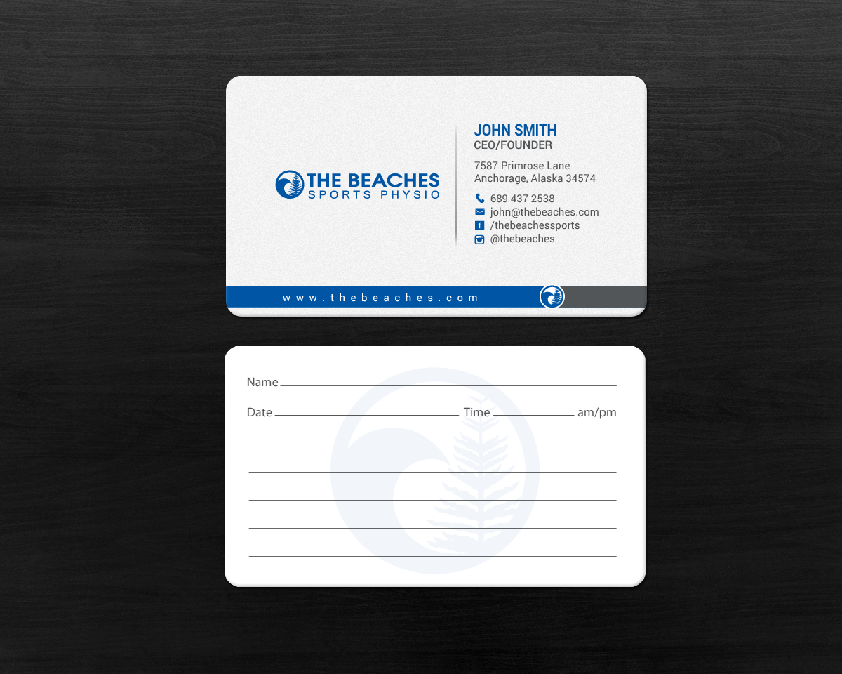 Design de Carte de Visite par chandrayaan.creative pour The Beaches Sports Physio Pty Ltd | Design #18526016