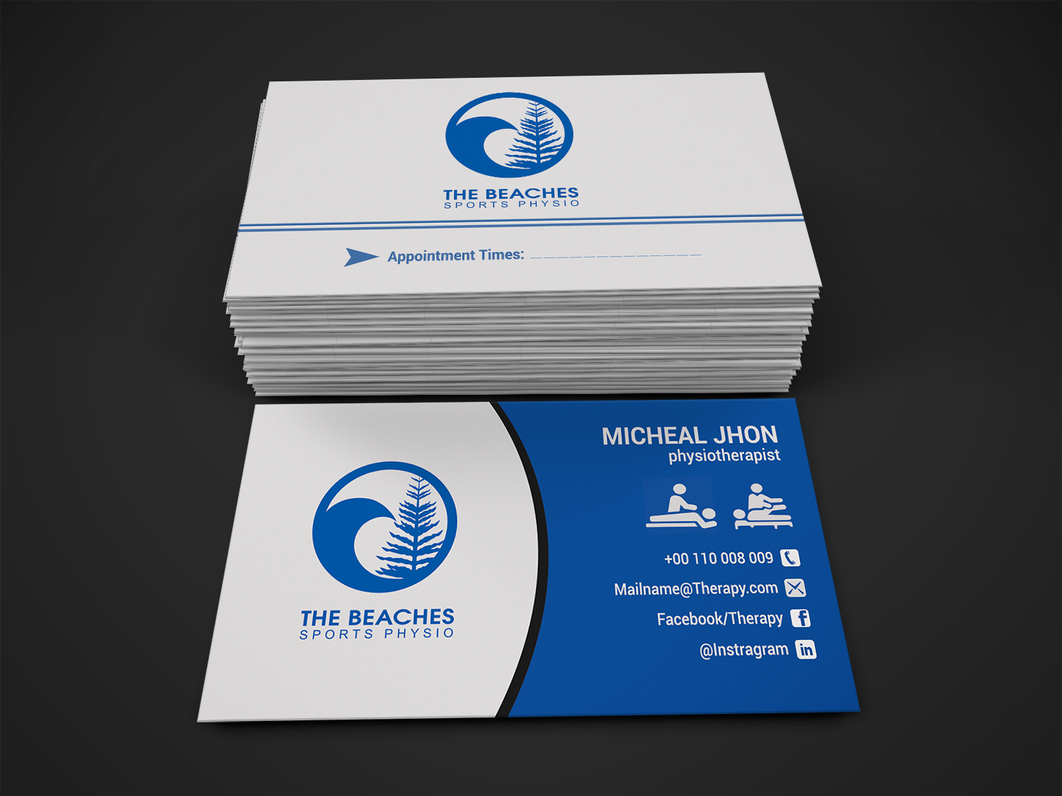 Diseño de Tarjeta de Presentación por Jarrin para The Beaches Sports Physio Pty Ltd | Diseño #18520481
