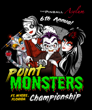 The Pinball Asylum 6th Annual Point Monsters T-Shirt Design | Diseño de Camiseta por MissJo Designs