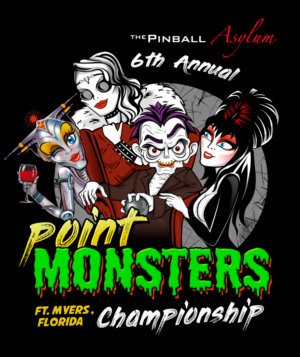 The Pinball Asylum 6th Annual Point Monsters T-Shirt Design | T-shirt Design by MissJo Designs