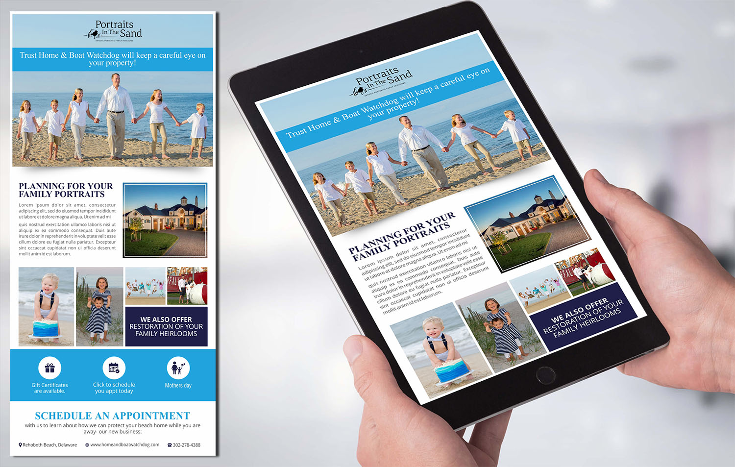 Newsletter Design by aspiremedia for Portraits In The Sand | Design #18586570