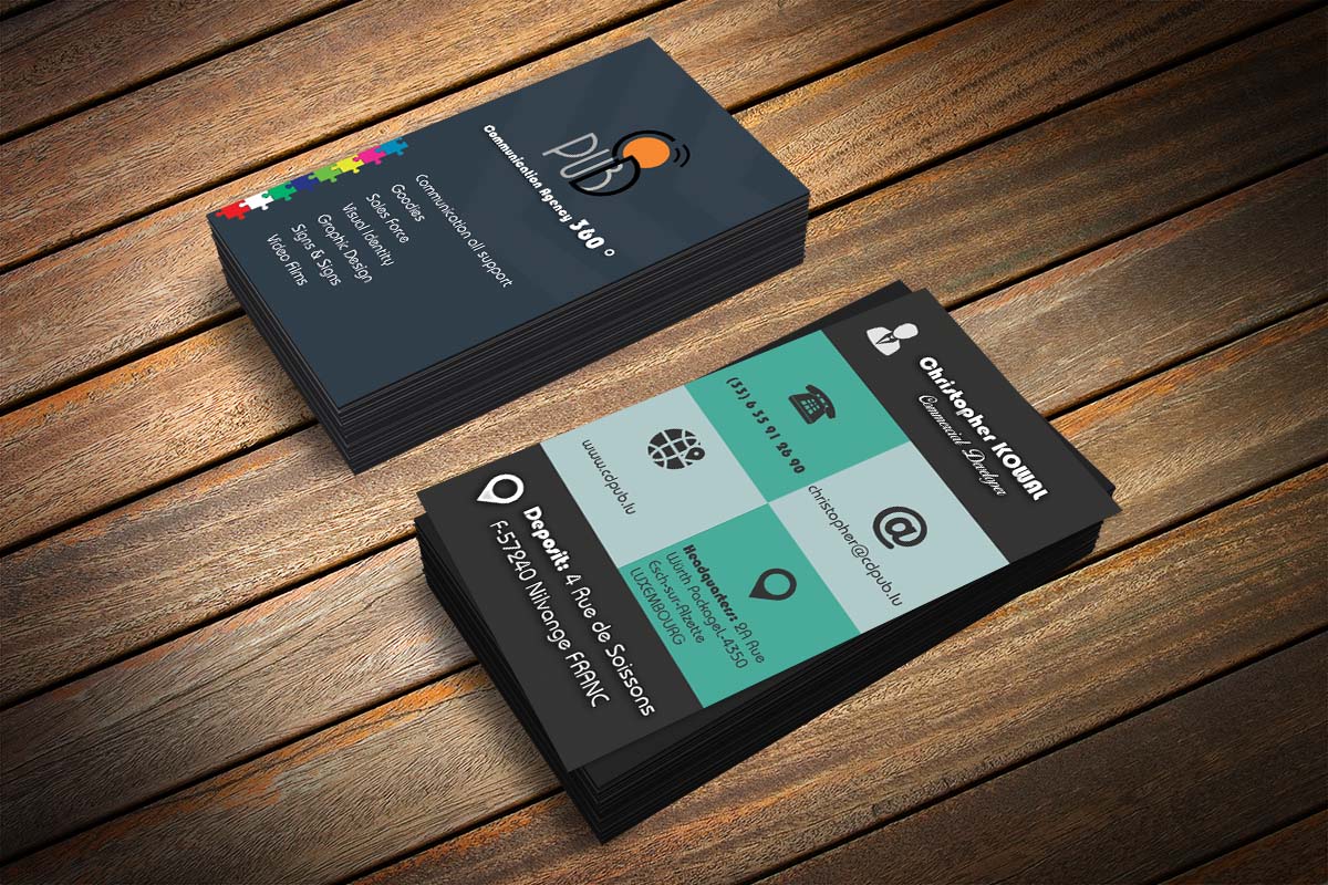 Business Card Design by Akaram Advertising for CD PUBLICITE LUX | Design #18546667