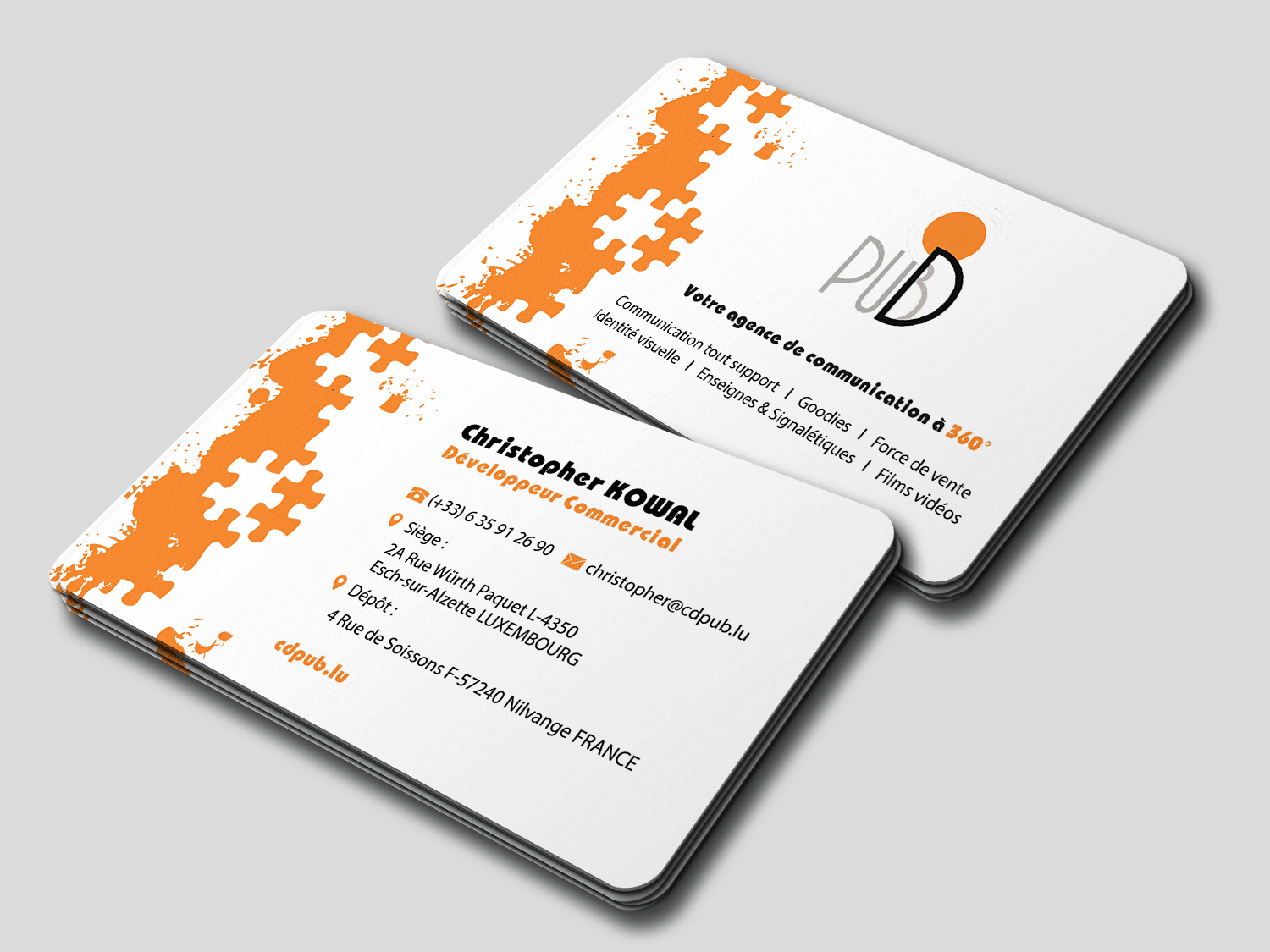 Business Card Design by Riz' for CD PUBLICITE LUX | Design #18546478