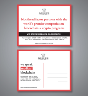 Promotional postcard about the blockchain in healthcare | Diseño de Postal por Pinky 