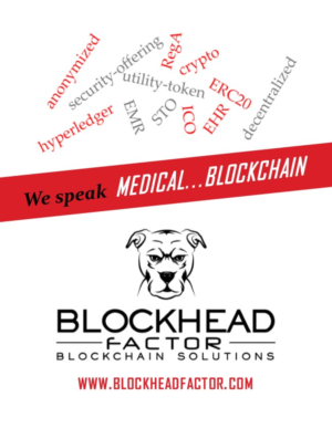 Promotional postcard about the blockchain in healthcare | Diseño de Postal por citygirl17