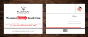 Promotional postcard about the blockchain in healthcare | Diseño de Postal por FourtuneDesign