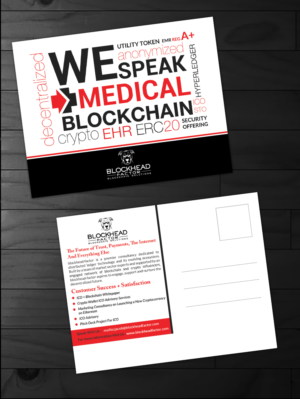 Promotional postcard about the blockchain in healthcare | Diseño de Postal por innovative earth