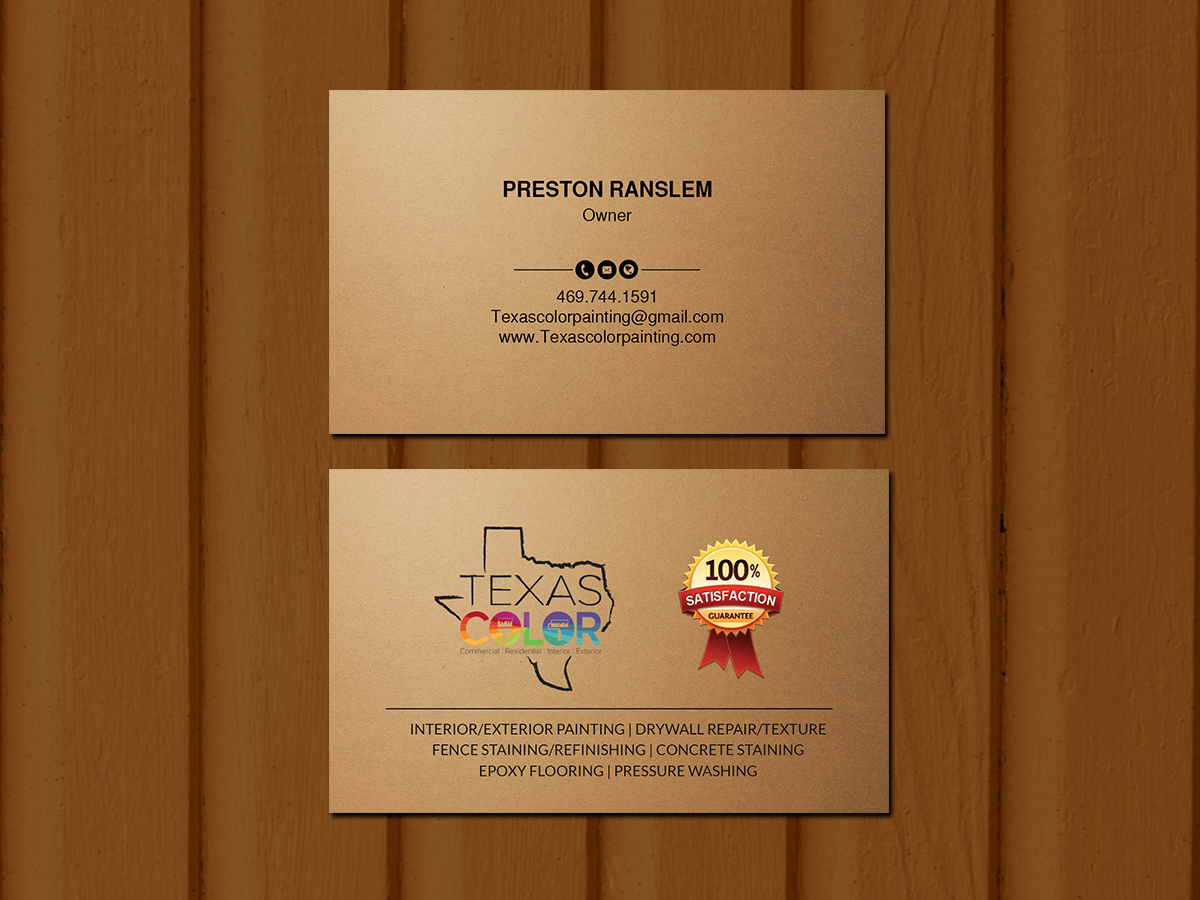 Business Card Design by Creations Box 2015 for Texas Color Painting  | Design #18575690
