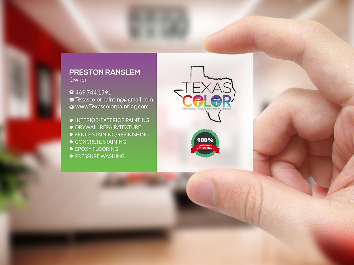 Business Card Design by Creations Box 2015 for Texas Color Painting  | Design #18575833