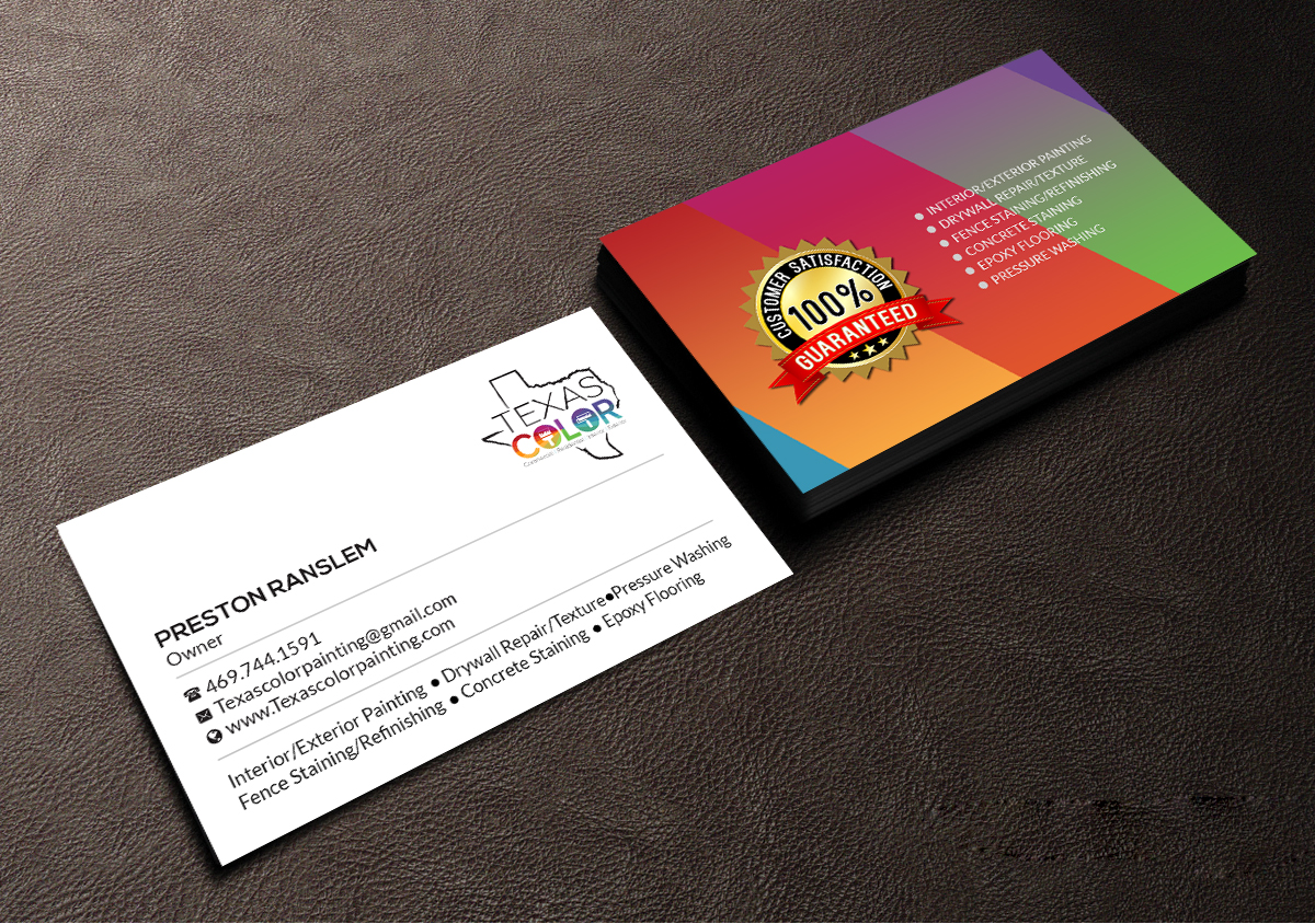 Business Card Design by Creations Box 2015 for Texas Color Painting  | Design #18575836