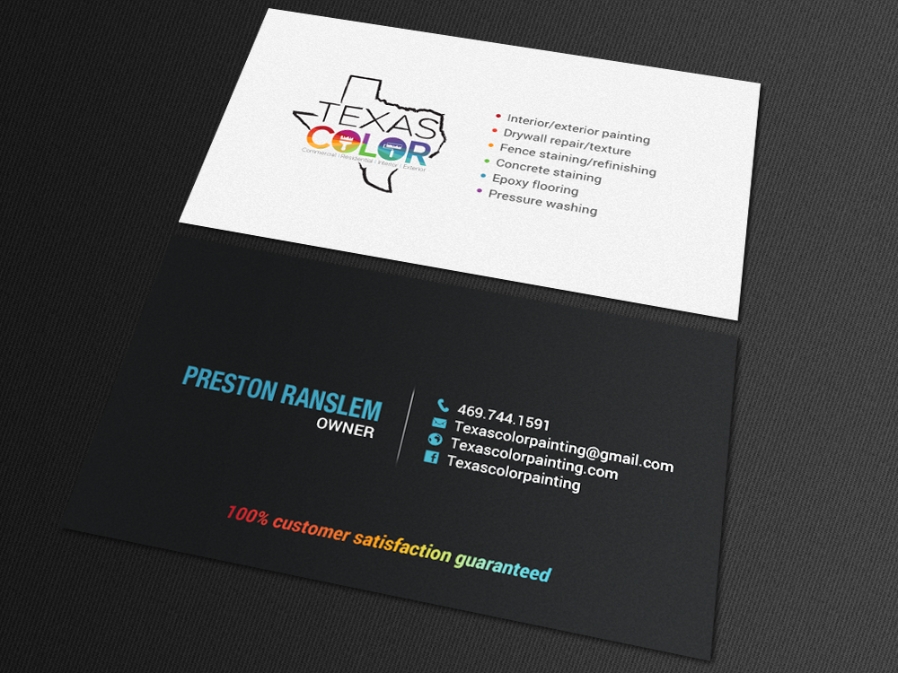 Business Card Design by chandrayaan.creative for Texas Color Painting  | Design #18569774