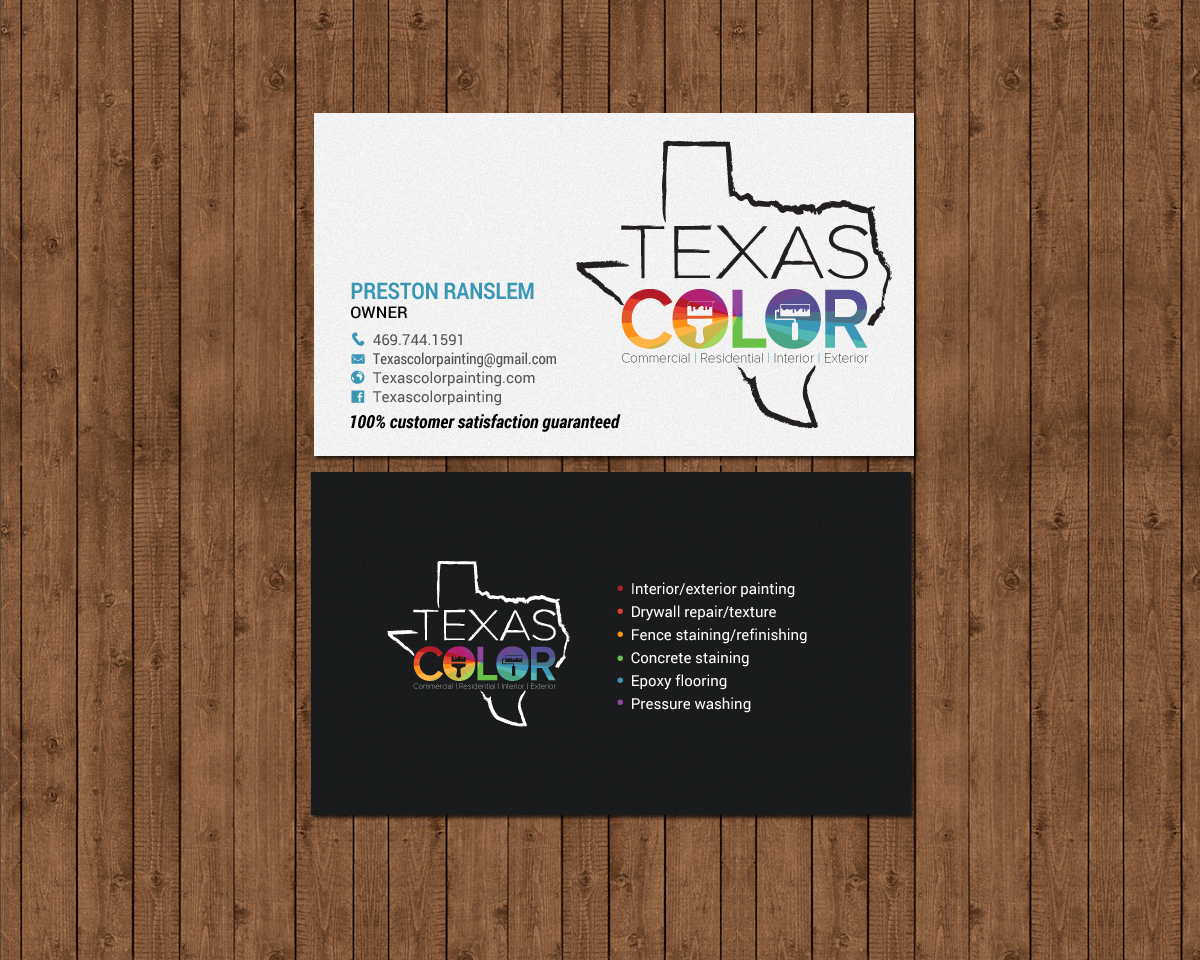 Diseño de Tarjeta de Presentación por chandrayaan.creative para Texas Color Painting  | Diseño #18569775