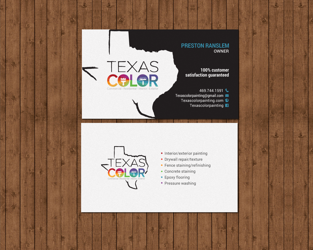 Business Card Design by chandrayaan.creative for Texas Color Painting  | Design #18569777