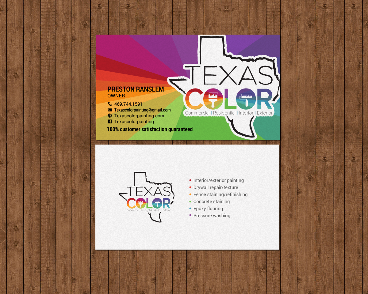 Diseño de Tarjeta de Presentación por chandrayaan.creative para Texas Color Painting  | Diseño #18569778