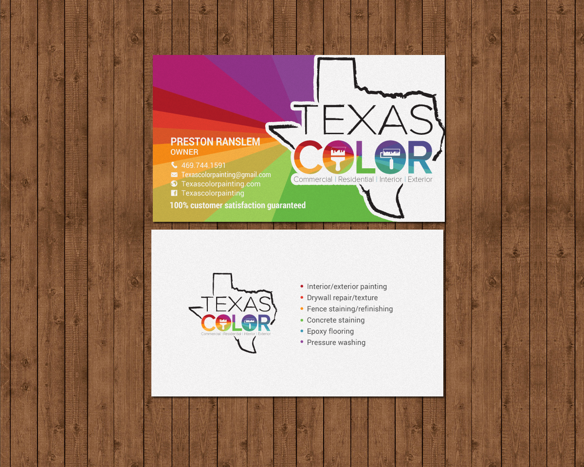Business Card Design by chandrayaan.creative for Texas Color Painting  | Design #18569779