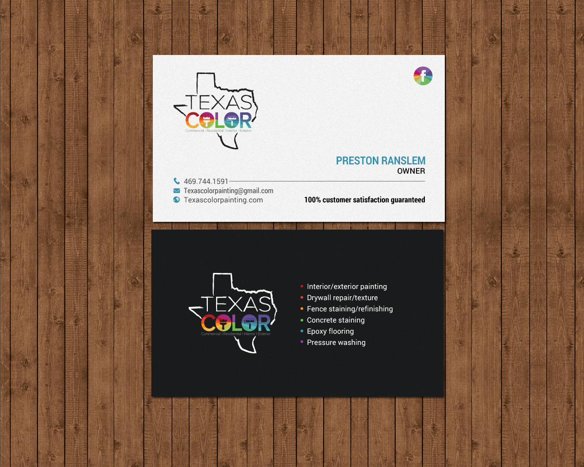 Business Card Design by chandrayaan.creative for Texas Color Painting  | Design #18569780