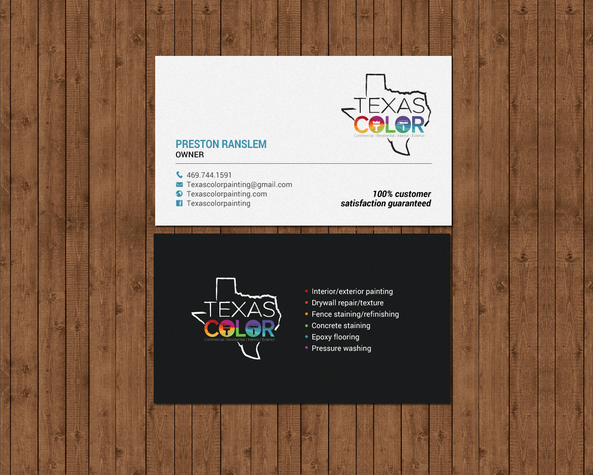 Diseño de Tarjeta de Presentación por chandrayaan.creative para Texas Color Painting  | Diseño #18569781