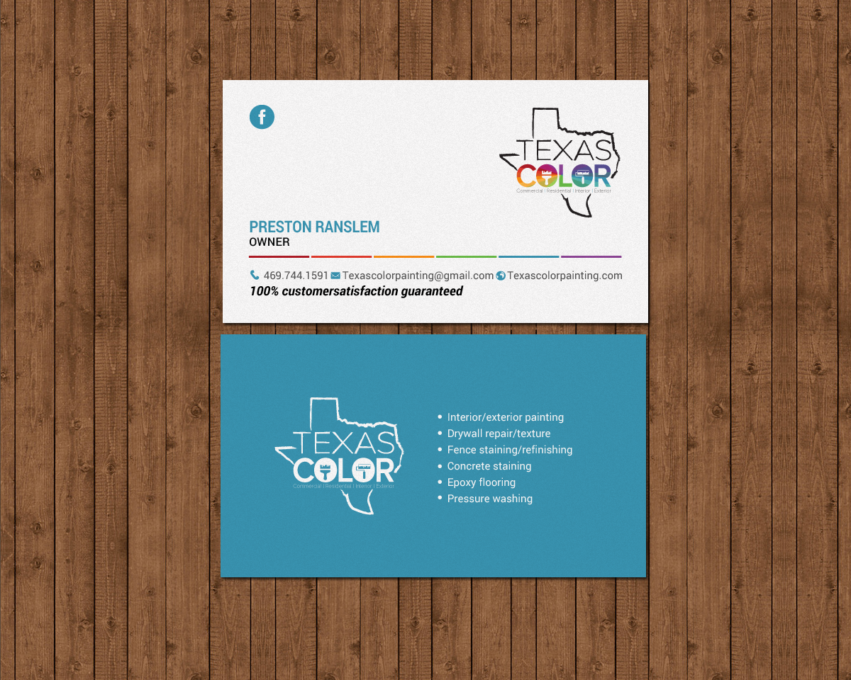 Visitenkarten-Design von chandrayaan.creative für Texas Color Painting  | Design #18569782