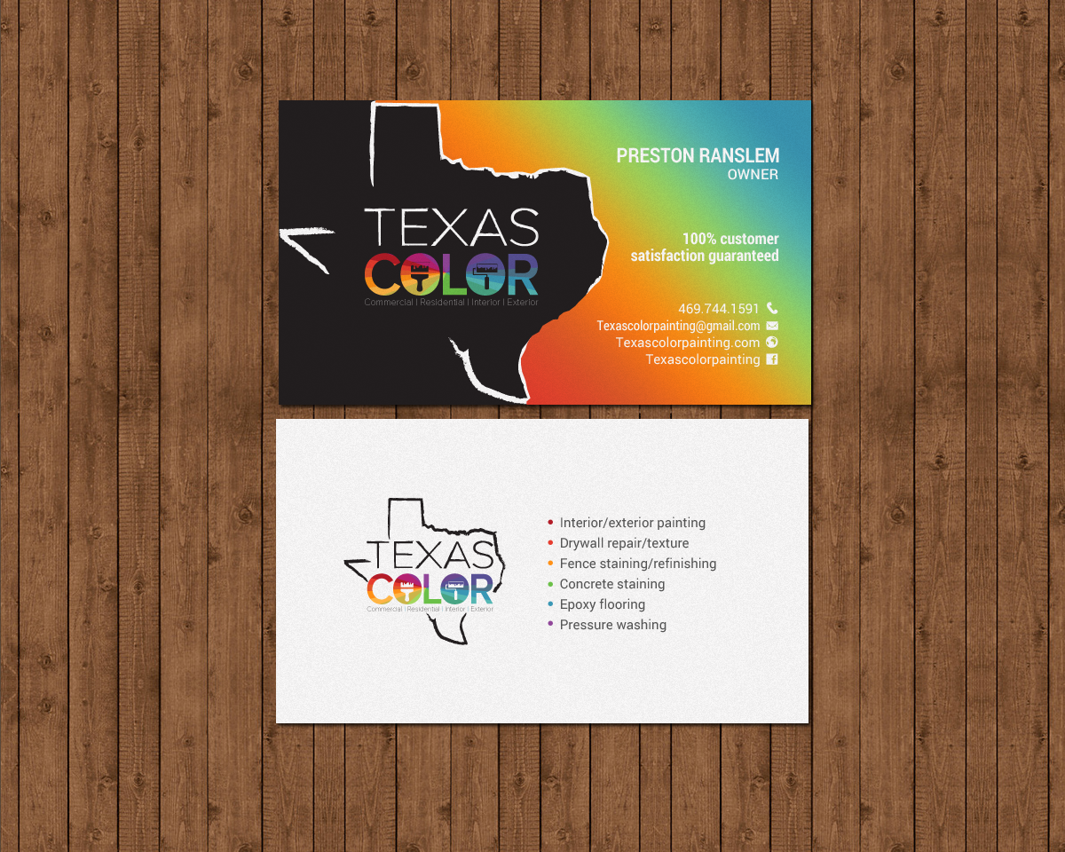 Diseño de Tarjeta de Presentación por chandrayaan.creative para Texas Color Painting  | Diseño #18569786