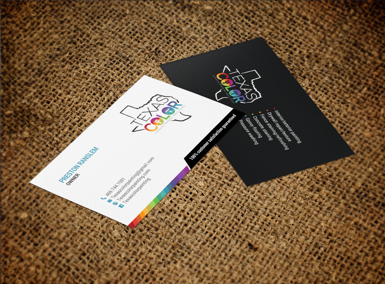 Diseño de Tarjeta de Presentación por chandrayaan.creative para Texas Color Painting  | Diseño #18569793