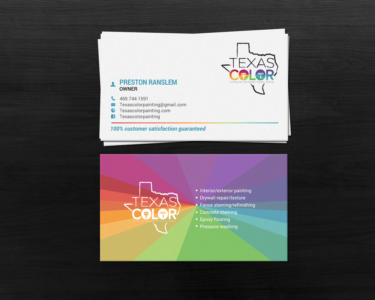 Business Card Design by chandrayaan.creative for Texas Color Painting  | Design #18569795