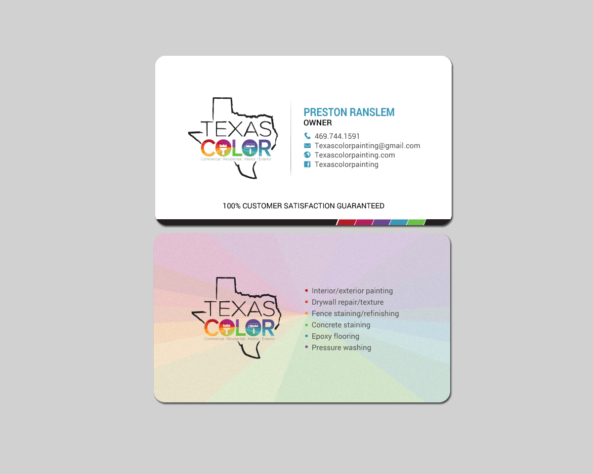Diseño de Tarjeta de Presentación por chandrayaan.creative para Texas Color Painting  | Diseño #18569805