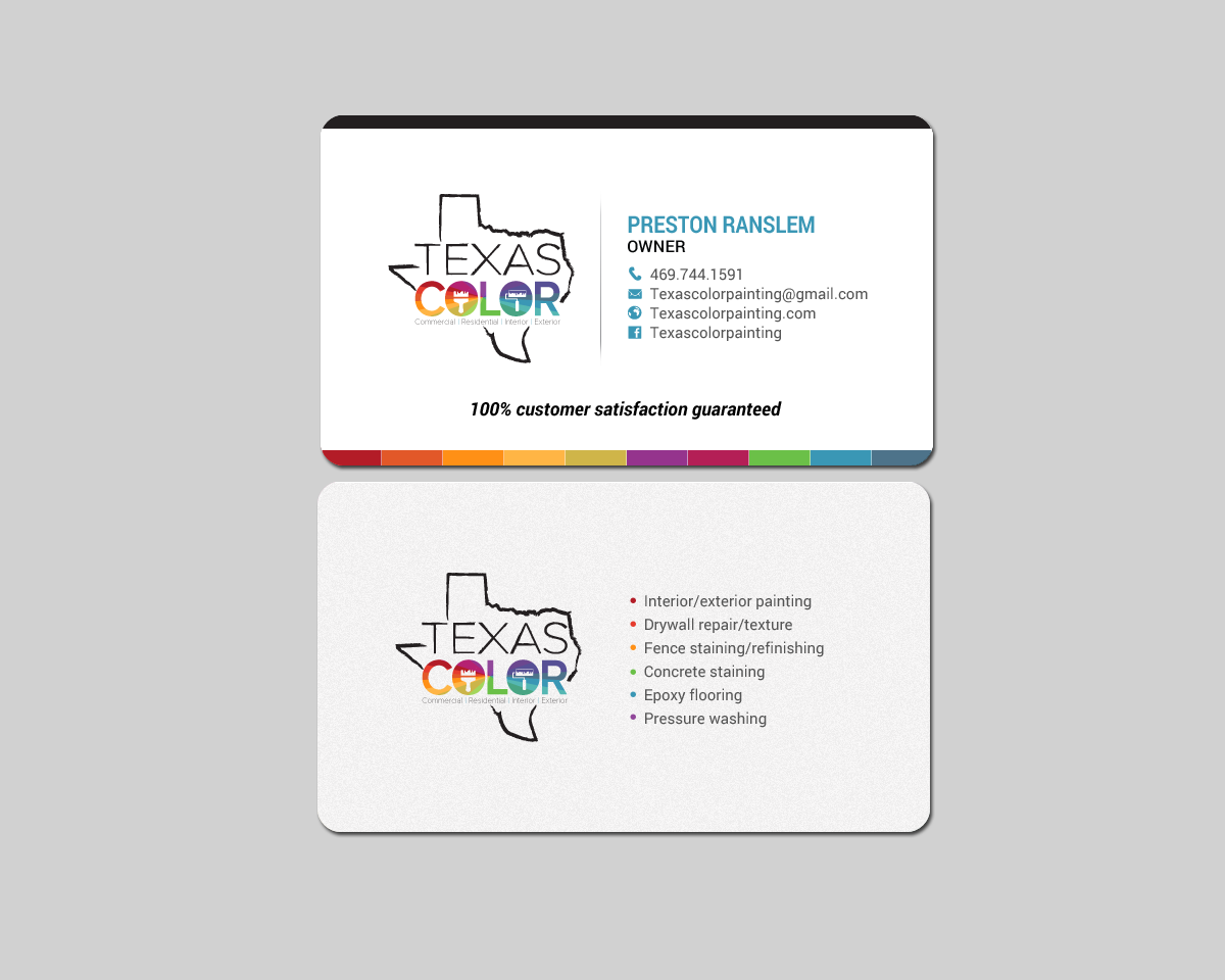 Diseño de Tarjeta de Presentación por chandrayaan.creative para Texas Color Painting  | Diseño #18569808