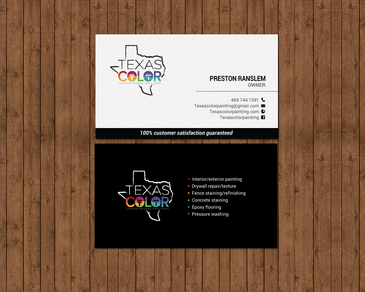 Business Card Design by chandrayaan.creative for Texas Color Painting  | Design #18571572