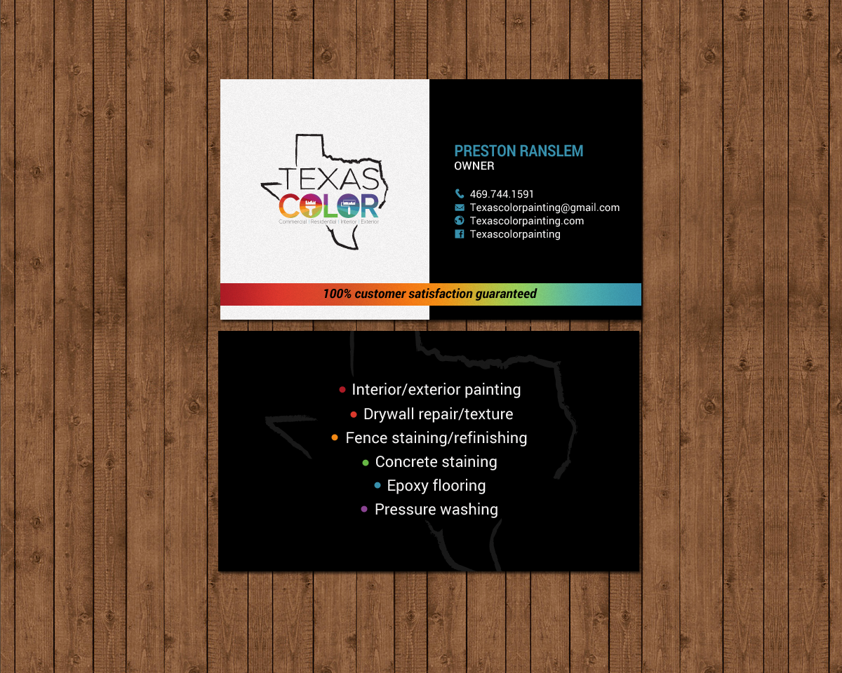 Business Card Design by chandrayaan.creative for Texas Color Painting  | Design #18571573